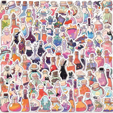 100PCS Cute Cartoon Bottle Stickers PVC Scrapbooking School Supplies Decal (Online Order Only)