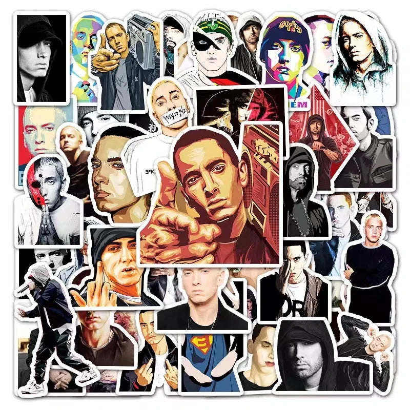 Cool White Detroit Rapper Eminem Hip Hop Sticker Packs (ONLINE ORDER ONLY)
