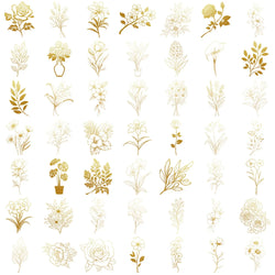 10/30/50PCS Transparent Stickers Golden Graffiti Decoration Plant DIY Sticker Aesthetics Toy Laptop Phone Guitar Car Bike Decals (ONLINE ORDER ONLY)