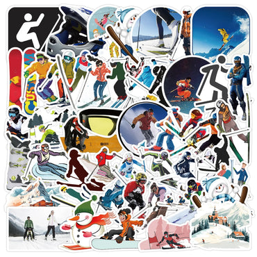 10/50pcs Cool Winter Skiing Snow Mountain Stickers Fridge Suitcase Car Laptop Snowboard Graffiti Extreme Sport Ski Vinyl Decals (ONLINE ORDER ONLY)