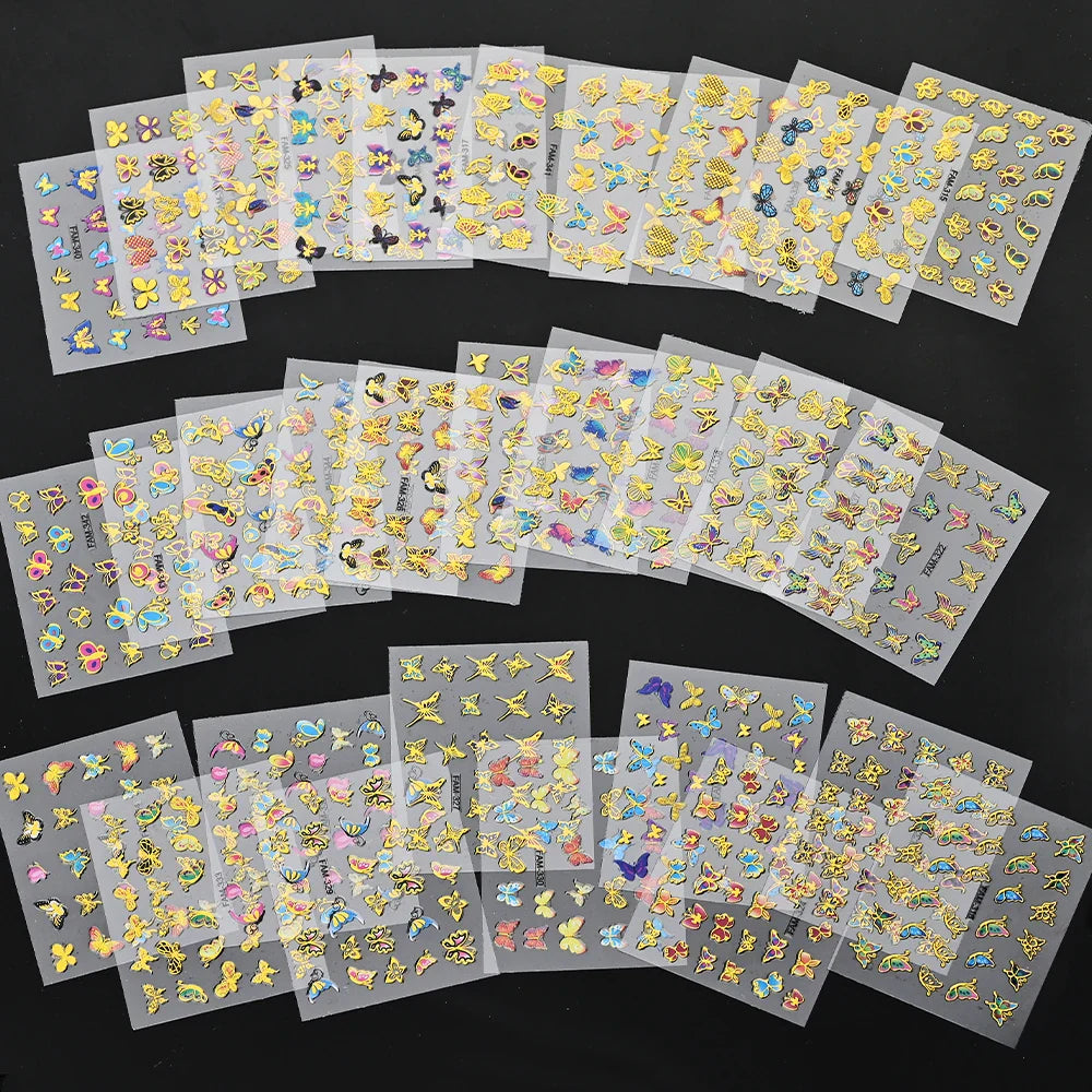 30pcs Children's Cartoon Rabbit Nail Stickers with Sequins and Glitter Colorful Flowers DIY Decal Kid Toy Kawaii Girl Ornaments* (ONLINE ORDER ONLY)