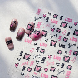 Graffiti Line Love Heart Cool Personal Hollow Out English Letter Y2k Self Adhesive Nail Art Decorations Sticker Manicure Decals (ONLINE ORDER ONLY)