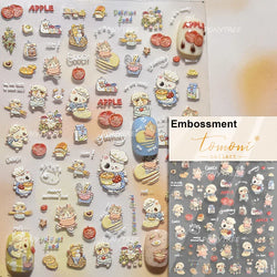 Picnic Cat Kitten Bowknot Flower Fish Butterfly Tree Mushroom Star Moon Cat's Paw Adhesive Nail Art Sticker Cute Manicure Decals (Online Order Only)