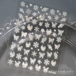 1pc Aurora Butterfly Nail Stickers Pink Butterfly Shell Light Beam Angel Wings Sliders Fairy Light & Lively Translucent Nail Dec (ONLINE ORDER ONLY)