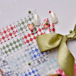 Geometric Grid Square Butterfly Snow Star Metal Self Adhesive Nail Art Sticker Snowflake Rhinestone Manicure Decal Nail Supplies (ONLINE ORDER ONLY)