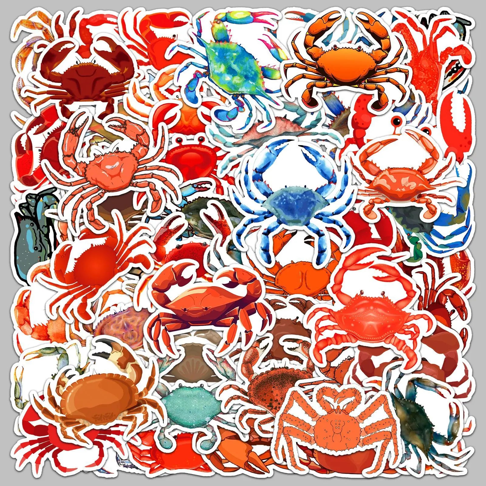 50pcs Cute Crab Cartoon Stickers for Helmet, Desktop, Wall Decoration (Online Order Only)