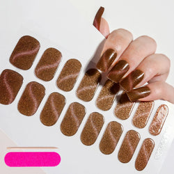 Nude Pink French Semi-Cured Gel Nail Patch Slider Adhesive Waterproof Long Lasting Full Cover Gel Nail Sticker UV Lamp Needed *^ (ONLINE ORDER ONLY)
