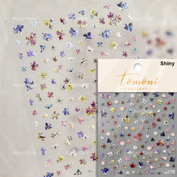 Colourful Dried Flower Petal Texture Peach Blossom Orchid Fragrant Bouquet 5D 3D Self Adhesive Nail Art Stickers Manicure Decals (ONLINE ORDER ONLY)