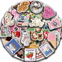50PCS Aesthetic Pinterest Sticker Cartoon Aesthetic Cute Decals Laptop Notebook Phone Decoration Fashion Sticker (ONLINE ORDER ONLY)