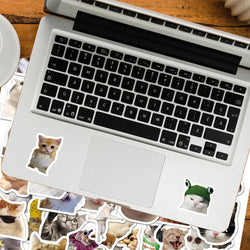 10/30/50pcs Kawaii Cat Mood Meme Stickers Cartoon Decals Aesthetic Phone Laptop Skateboard Decoration Waterproof Sticker Kid Toy (ONLINE ORDER ONLY)