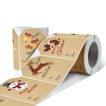 250pcs/roll 6 Designs Christmas Stickers Gift Name Paper Tags Xmas Present Seal Label Christmas Gift Package New Year Decoration (ONLINE ORDER ONLY)
