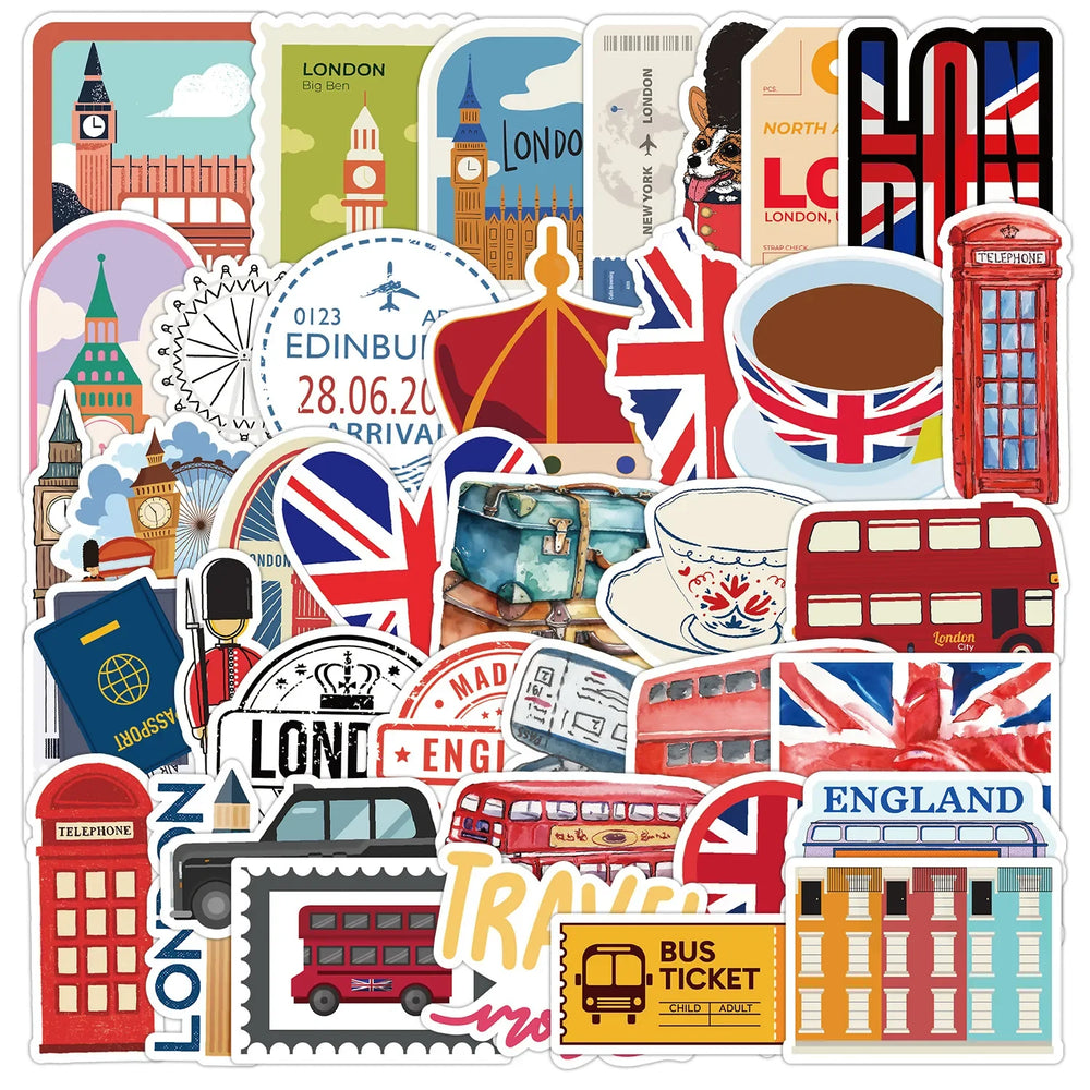 50pcs London Style Graffiti Stickers for Helmet, Wall, Desktop Decoration (ONLINE ORDER ONLY)