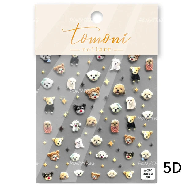 Dyeing Apple Cherry Fruit Dog Puppy Bowknot Colorful Cartoon Graffiti Reliefs Adhesive Nail Art Stickers Flowers Manicure Decals (ONLINE ORDER ONLY)