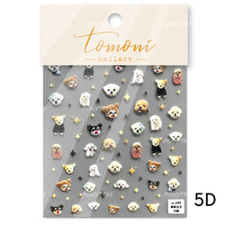 Dyeing Apple Cherry Fruit Dog Puppy Bowknot Colorful Cartoon Graffiti Reliefs Adhesive Nail Art Stickers Flowers Manicure Decals (ONLINE ORDER ONLY)