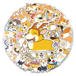 50Pcs Corgi Dog Waterproof Vinyl Stickers for Skateboard Snowboard (ONLINE ORDER ONLY)
