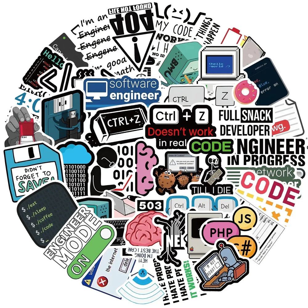 Programmer Meme Stickers 10/30/50PCS Waterproof Laptop Phone Skateboard Luggage Guitar Decals (ONLINE ORDER ONLY)