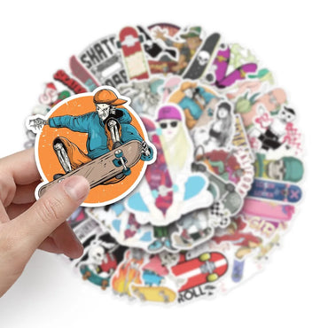10/50PCS Sports Skateboard Stickers Laptop Bicycle Guitar Skateboard Sticker Kid DIY Graffiti Waterproof Personalized Stickers (Online Order Only)