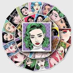 50Pcs Cute Comic Girls Waterproof Vinyl Stickers for Skateboard Snowboard (ONLINE ORDER ONLY)