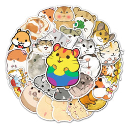 10/50pcs Cute Cartoon Animal Little Hamster Stickers Pack for Scrapbook Stationery Laptop Phone Guitar Suitcase Girl Sticker (ONLINE ORDER ONLY)