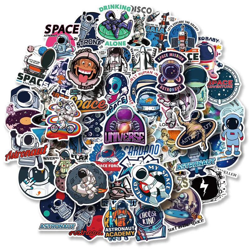 Waterproof Outer Space Stickers Astronaut Luggage Skateboard Laptop Car Gift (ONLINE ORDER ONLY)
