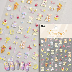 Colourful Cherry Abundant Fruits Bowknot Shiny White Line Outline Self Adhesive Nail Art Stickers Chic Rhinestone Manicure Decal (ONLINE ORDER ONLY)