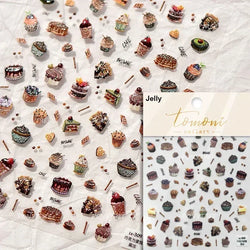 Colored Shiny Jelly Claw Paw Pudding Dessert Cherry Bowknot Cake Bow Tie Drink Food Love Heart Nail Art Sticker Manicure Decal (ONLINE ORDER ONLY)