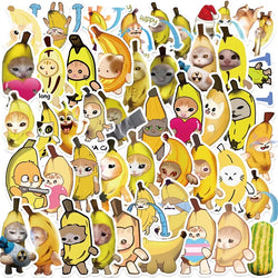 50PCS Cartoon Banana Cat PVC Sticker Aesthetic DIY Children's Decoration Scrapbooking Stationery Hand Accounting Supplies (ONLINE ORDER ONLY)