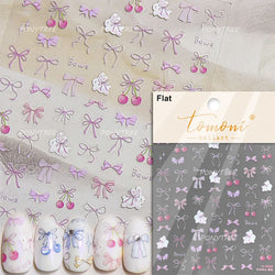 Lovely Green Pink Cherry Pudding Claw Paw Love Heart Bowknot Soft Embossed Reliefs Adhesive Nail Art Stickers Manicure Decals (ONLINE ORDER ONLY)