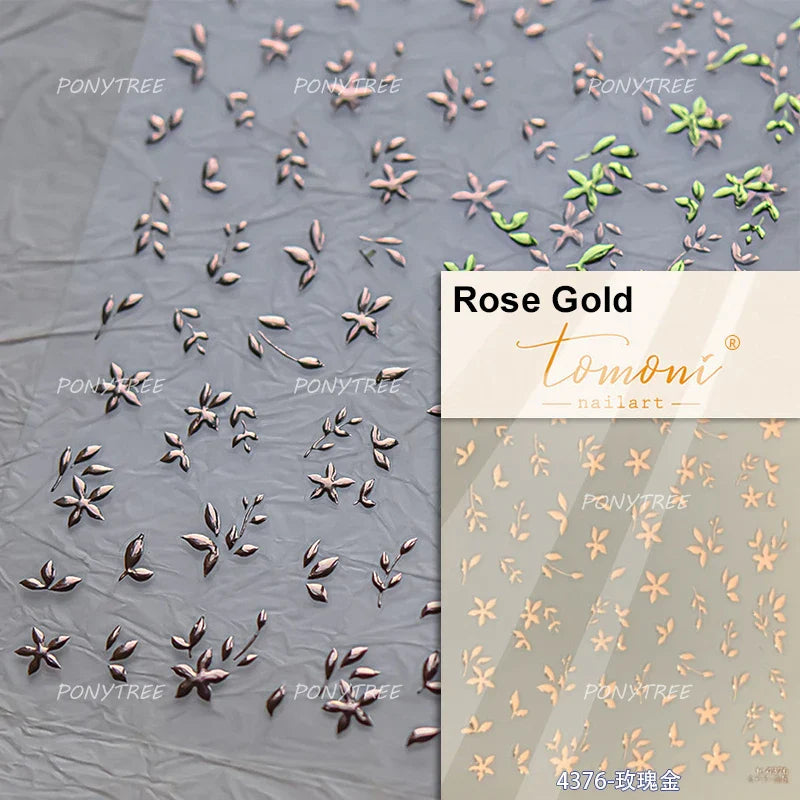 Retro Mini Flower Vintage Leaves Hot Stamping Petal Daisy Delicate Chic Self Adhesive Nail Art Stickers Manicure Decal Wholesale (ONLINE ORDER ONLY)