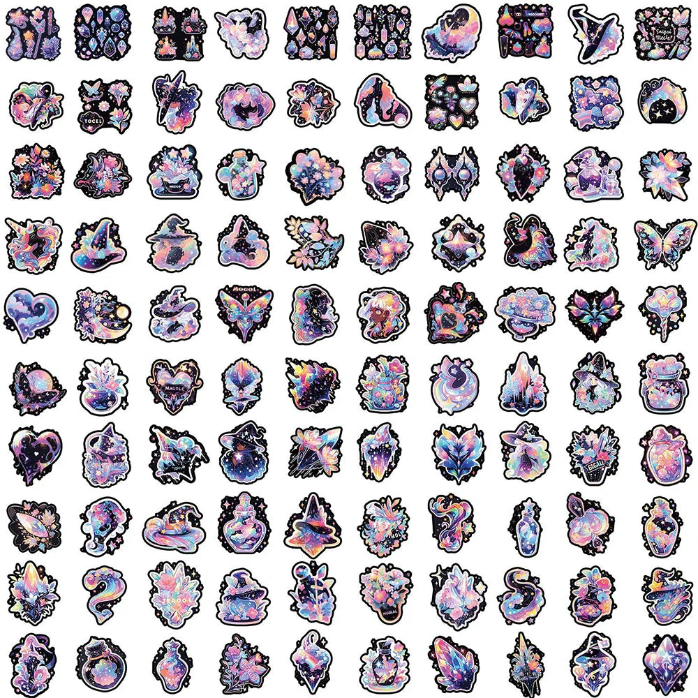 10/30/50/100pcs Cute Cool Cartoon Art Witch Magic Sticker Vinyl Waterproof Decals Laptop Suitcase Phone Decoration Sticker Toys (ONLINE ORDER ONLY)