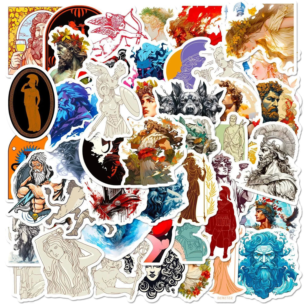 10/50pcs Cool Ancient Greek Mythology Stickers Aesthetic Character Decals DIY Stationery Phone Luggage Car Waterproof Sticker (ONLINE ORDER ONLY)