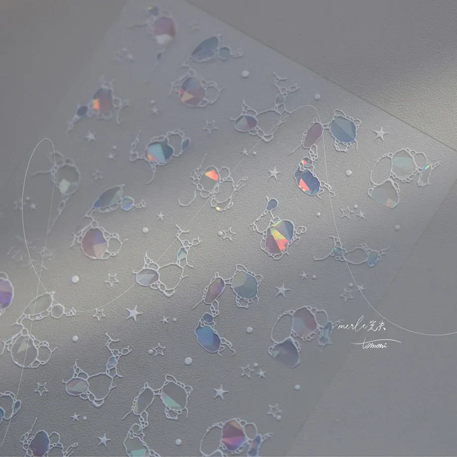 Summer Beach Ocean Water Ripples Flash Star Shell Starfish Conch Seasnail Soft Relief Decoration Nail Art Sticker Manicure Decal (ONLINE ORDER ONLY)