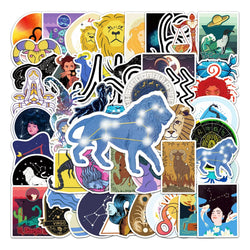 50Pcs Constellation Cartoon Waterproof Vinyl Stickers for Skateboard Snowboard (Online Order Only)