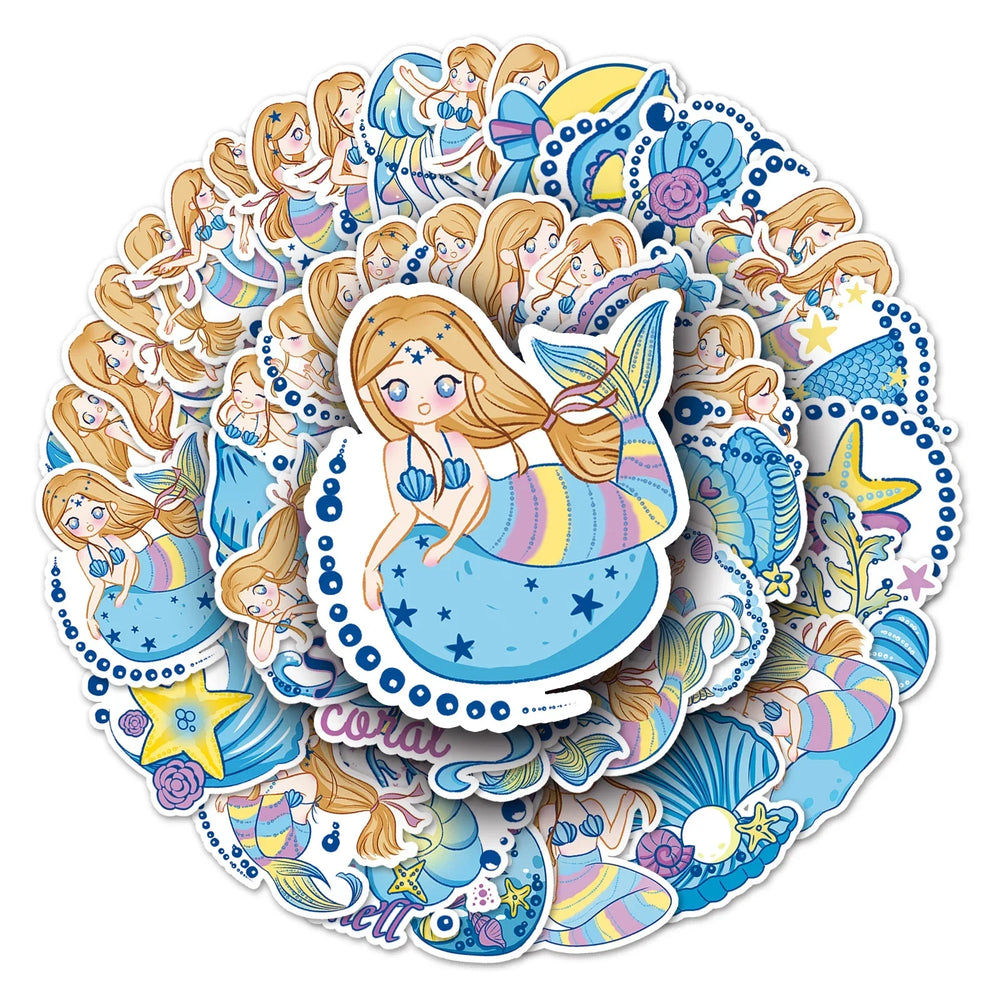 50Pcs Cute Fish Series Waterproof Vinyl Stickers for Skateboard Snowboard Decals (ONLINE ORDER ONLY)
