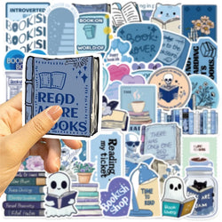 10/30/50PCS Kawaii Blue Reading Sticky PVC Sticker Aesthetic DIY Decoration Scrapbooking Hand Accounting Supplies for Kids (Online Order Only)