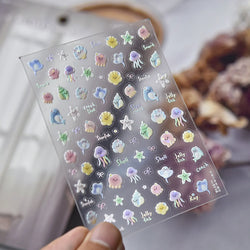 Ray Fish Shell  Conch Water Bubbles Octopus Starfish Mermaid Jellyfish Otter Dolphin Nail Art Decorations Sticker Manicure Decal (ONLINE ORDER ONLY)