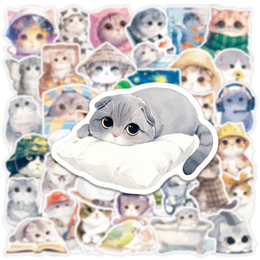 10/30/50PCS Cute Cat Stickers Kids Toys DIY Decoration Kawaii Animal Decals Fridge Luggage Laptop Phone Guitar Bike Skateboard (ONLINE ORDER ONLY)