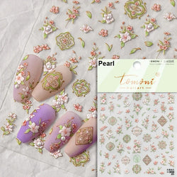 Red Azalea Rose Peony Crane Warbler Bird Fish Lily Chicken Rabbit Lobster Flower Retro Chinese Nail Art Sticker Decoration Decal (Online Order Only)
