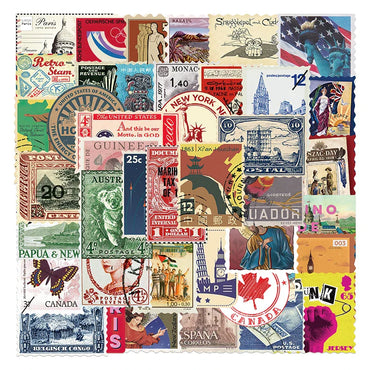 10/30/50PCS Vintage Travel Sticker Stamps Designs Sticker Packs (ONLINE ORDER ONLY)