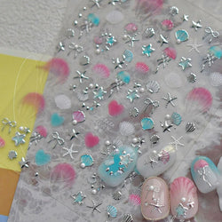 Dizzying Shell Coral Dolphin Starfish Heart Jellyfish Water Bubbles Ocean Adhesive Nail Art Decorations Stickers Manicure Decals (ONLINE ORDER ONLY)