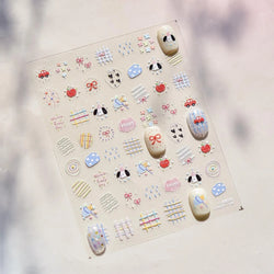 Graffiti Lines Apple Dog Car Bowknot Love Heart Flower Capture Net Grid Butterfly Rain Adhesive Nail Art Sticker Manicure Decals (ONLINE ORDER ONLY)