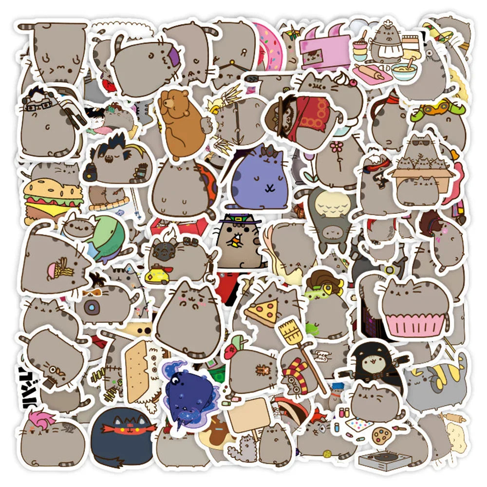 Cute Cat Stickers Kawaii Cartoon Decals for Laptop Notebook Scrapbook (10/30/50/100pcs) (Online Order Only)