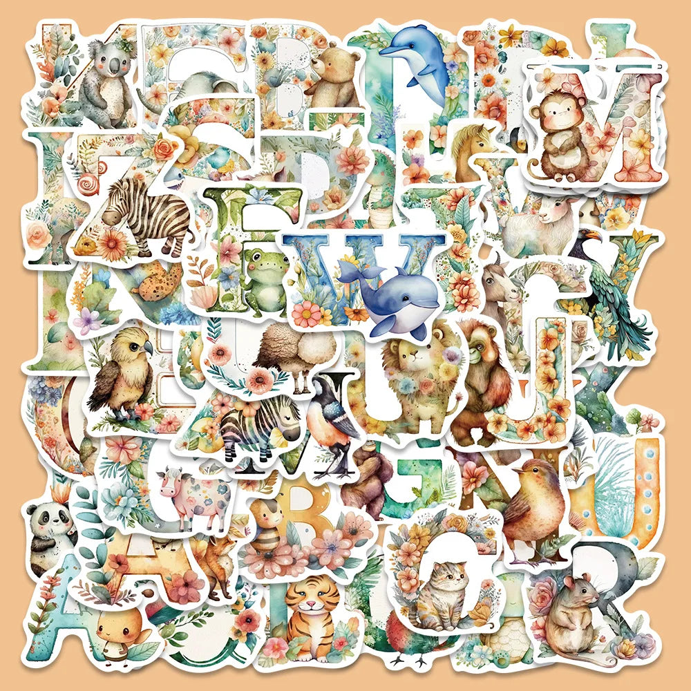 52pcs Cute Animal Cartoon Graffiti Stickers for Helmet, Desktop, Wall Decoration (Online Order Only)