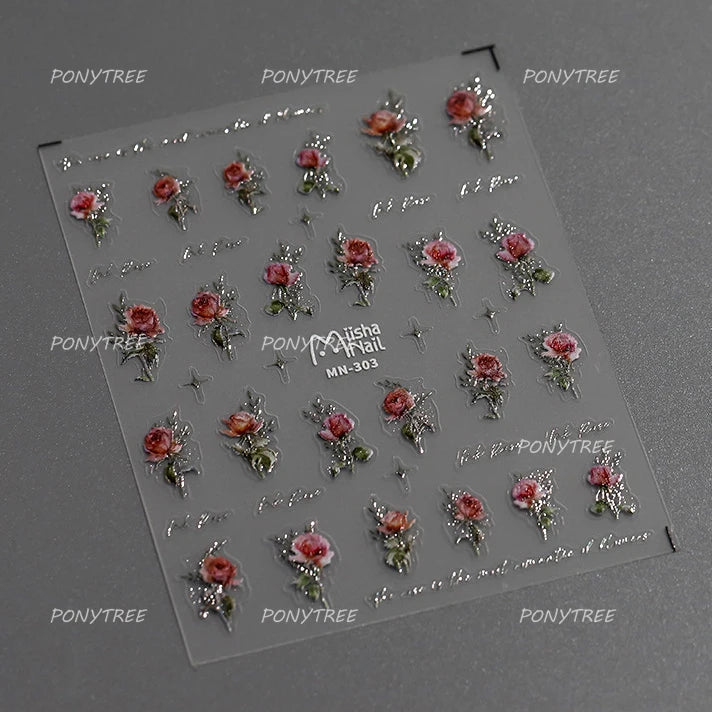 Snake Rose  Flower Chinese Knot Calabash Gourd Peony Good Fortune Self Adhesive Nail Art Stickers Manicure Decals Nail Supplies (ONLINE ORDER ONLY)