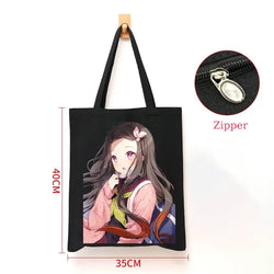Demon Slayer Canvas Bag: Nezuko & Tanjiro Zipper Tote (ONLINE ORDER ONLY)