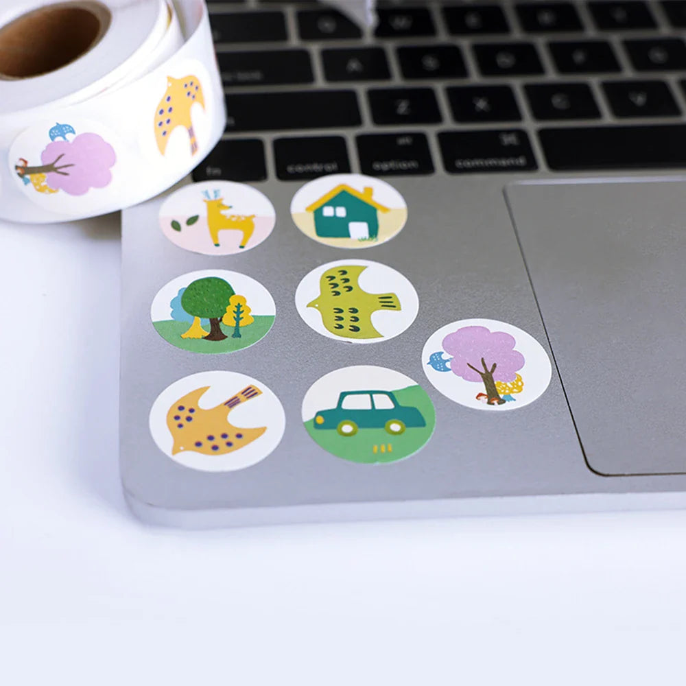 100-500pcs 1inch Cute Cartoon Stickers Round Reward Sticker Adhesive Labels for Classic School Teacher Kids Toy Sealing Lables (ONLINE ORDER ONLY)