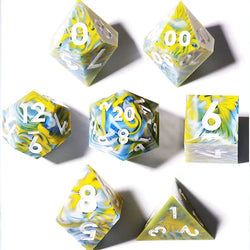 Planet Themed 7 Piece Resin Sharp Edged Dice Set With Case (Online Order Only)