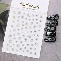 3D Gold Glitter Snowflake Nail Sticker Winter Reflective Elk Star Balloon Christmas Tree Foil Xmas New Year Decal Tips Decoratio (ONLINE ORDER ONLY)