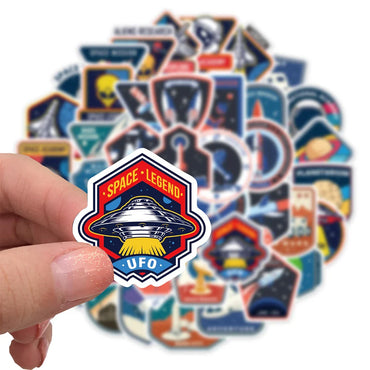 10/30/52PCS Outer Space Astronaut Cartoon Stickers Cute Airplane UFO Decals Kids Toy DIY Bike Phone Scrapbook Helmet Decoration (ONLINE ORDER ONLY)