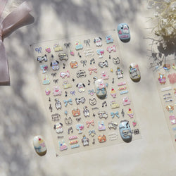 Lovely Animals Cat Dog Bear Party Puppy Kitten Cake Bowknot Flower Love Heart Lace Gird Adhesive Nail Art Sticker Manicure Decal (ONLINE ORDER ONLY)
